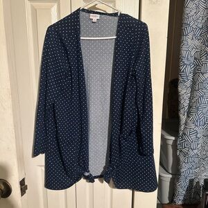 LuLaRoe Navy and White Polka Dot Open Cardigan